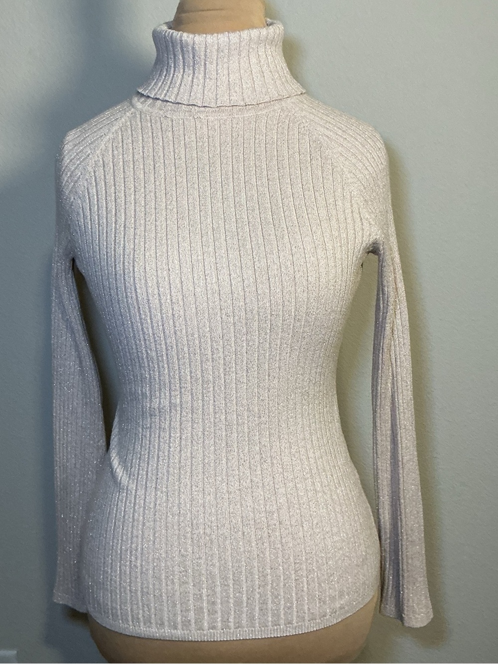 INC International Concepts Cream Ribbed Turtleneck Sweater